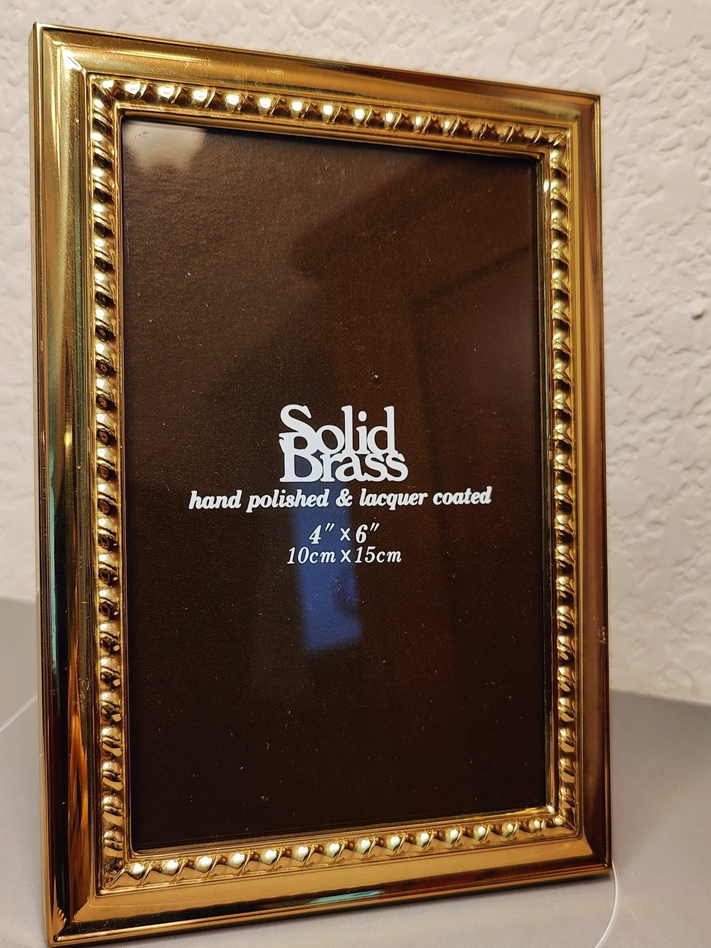 Vintage Solid Brass 4x6 Picture Frame | Hand Polished Beaded Rope Trim